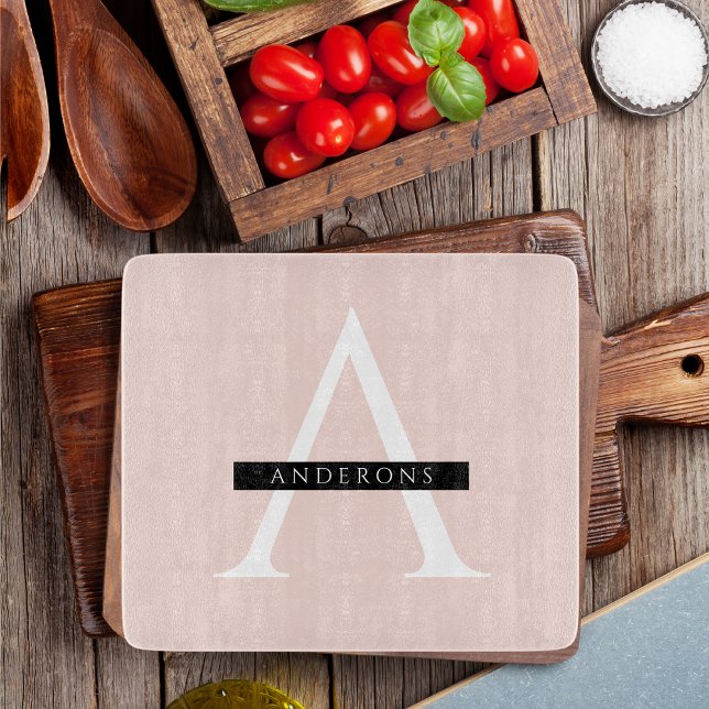 Minimalist Pastel Pink Personalized Name Cutting Board (Creator Uploaded)