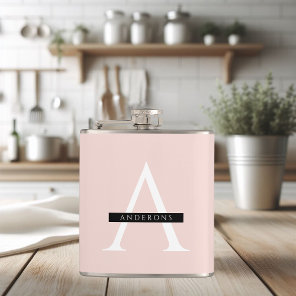 Minimalist Pastel Pink Personalized Name Flask
