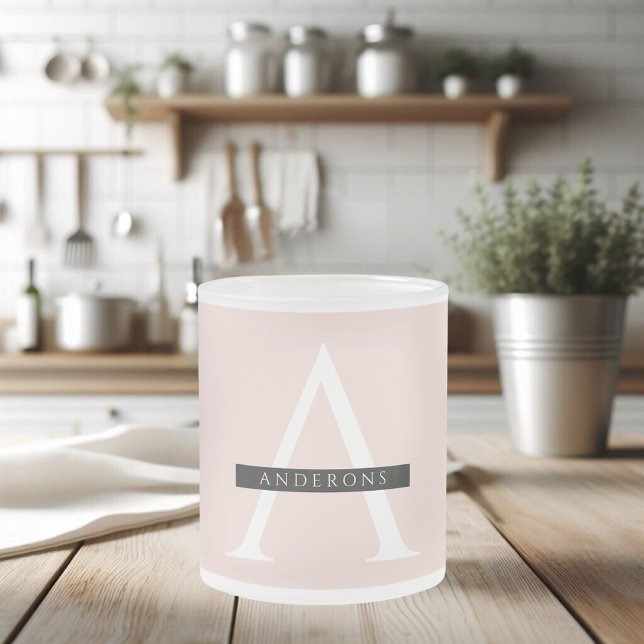 Minimalist Pastel Pink Personalized Name Frosted Glass Coffee Mug (Creator Uploaded)