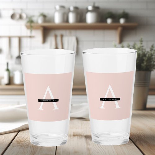 Minimalist Pastel Pink Personalized Name Glass