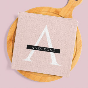 Minimalist Pastel Pink Personalized Name Kitchen Towel
