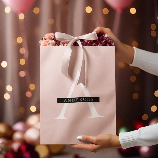 Minimalist Pastel Pink Personalized Name Large Gift Bag (Creator Uploaded)