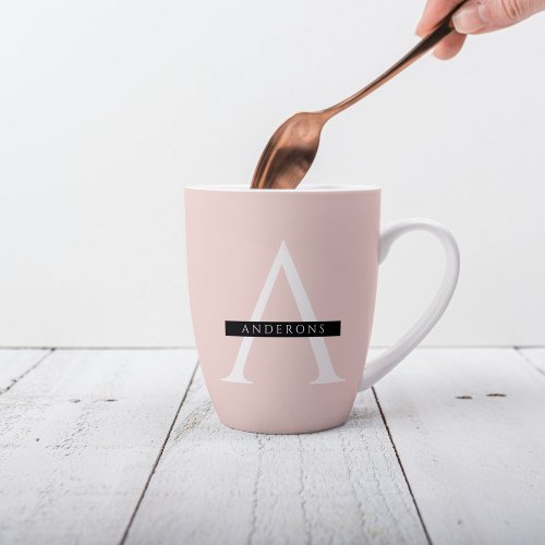 Minimalist Pastel Pink Personalized Name Latte Mug