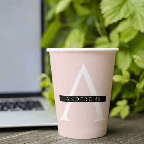 Minimalist Pastel Pink Personalized Name Paper Cups