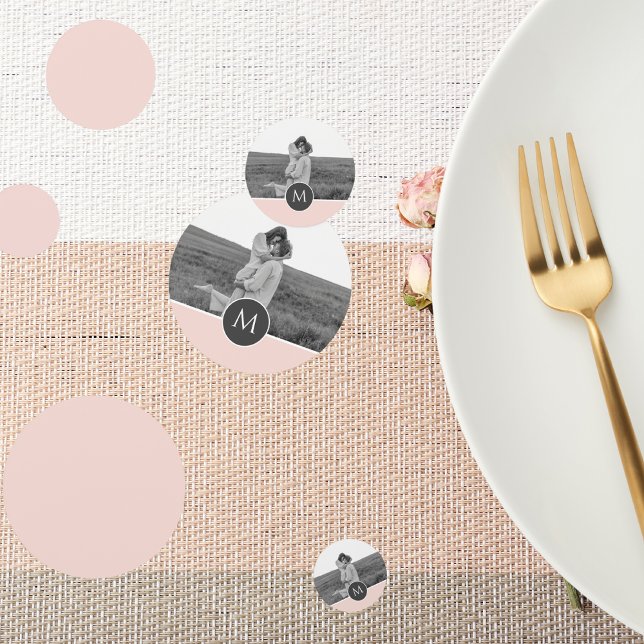 Minimalist Pastel Pink Personalized Name & Photo Confetti (Creator Uploaded)