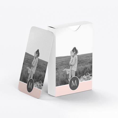 Minimalist Pastel Pink Personalized Name  Photo Playing Cards