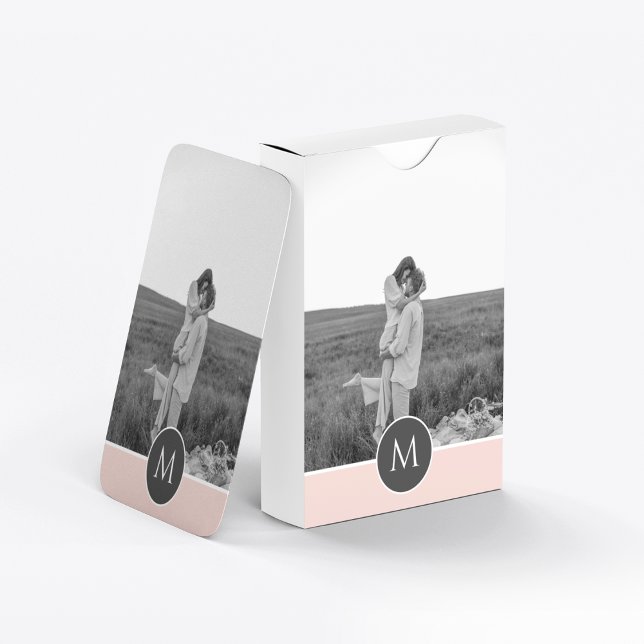 Minimalist Pastel Pink Personalized Name & Photo Poker Cards (Creator Uploaded)