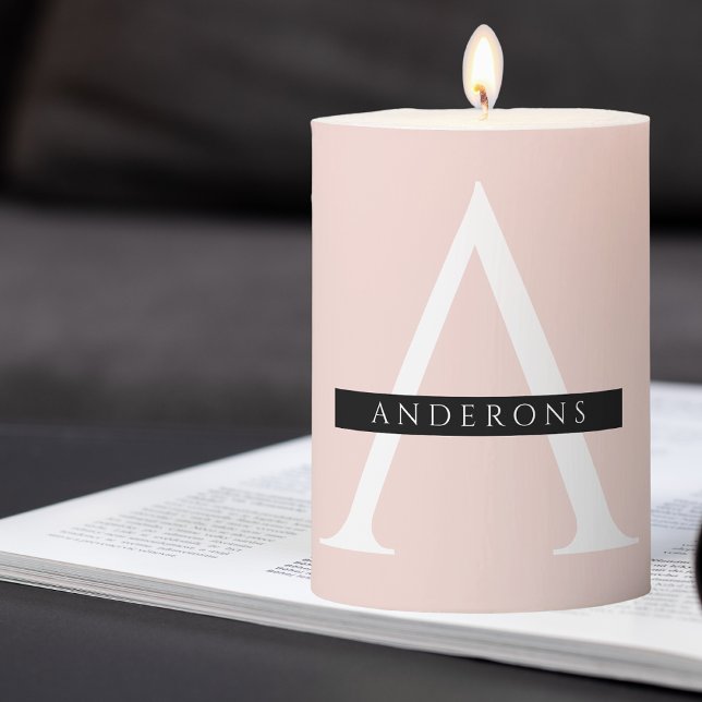 Minimalist Pastel Pink Personalized Name Pillar Candle (Creator Uploaded)