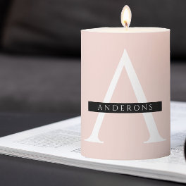 Minimalist Pastel Pink Personalized Name Pillar Candle