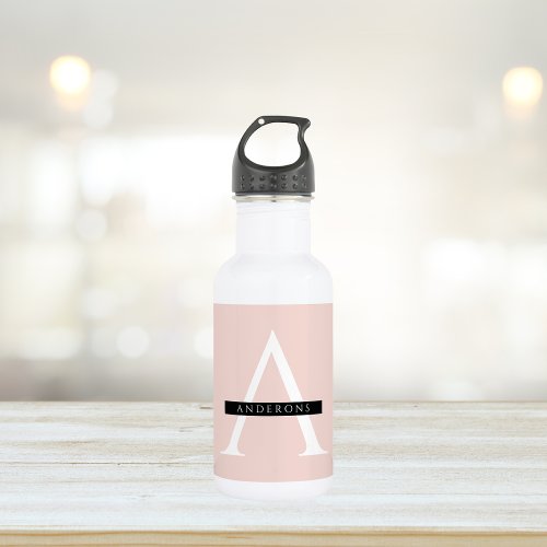 Minimalist Pastel Pink Personalized Name Stainless Steel Water Bottle