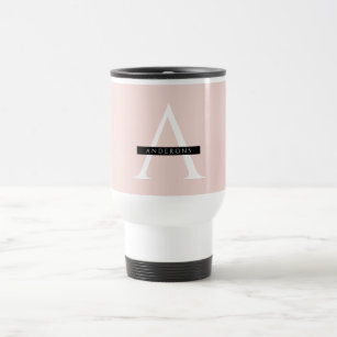 Minimalist Pastel Pink Personalized Name Travel Mug