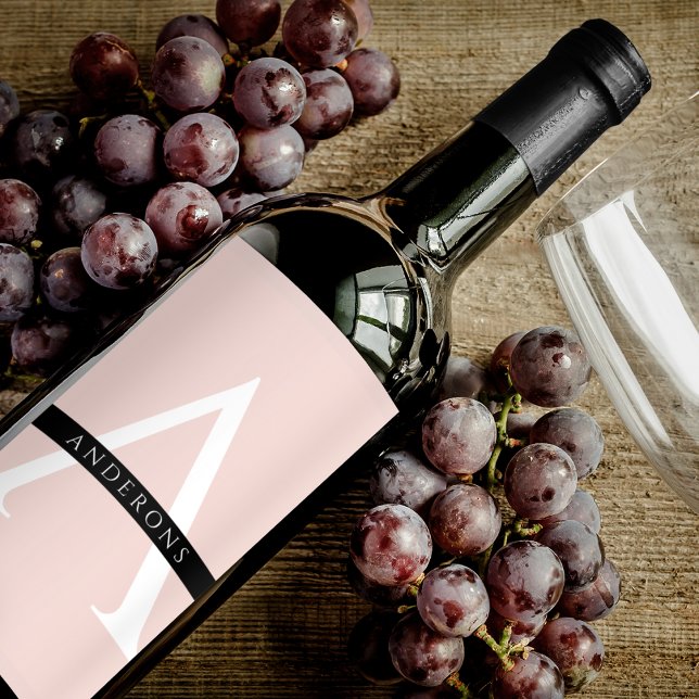 Minimalist Pastel Pink Personalized Name Wine Label (Creator Uploaded)