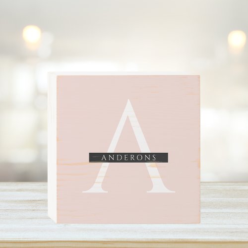 Minimalist Pastel Pink Personalized Name Wooden Box Sign