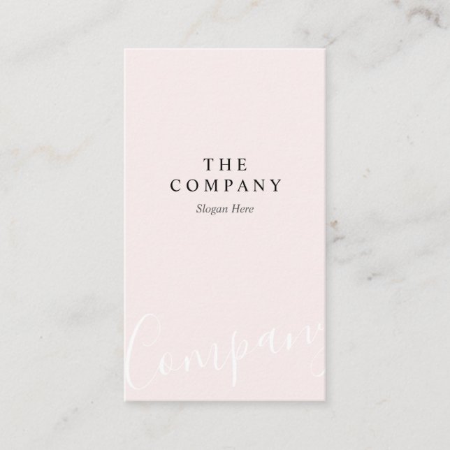 Minimalist Pastel Pink Typo Vertical Business Card (Front)