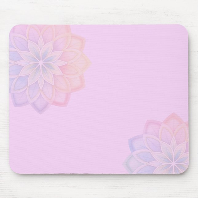 Minimalist Pastel Rainbow Floral Mouse Pad (Front)