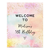 Minimalist Pastel Rainbow Gold Birthday Poster