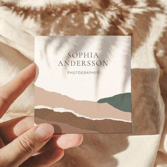 Minimalist Pastel Torn Edge Landscape  Square Business Card (Creator Uploaded)
