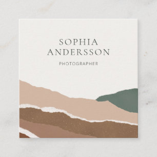 Minimalist Pastel Torn Edge Landscape  Square Business Card