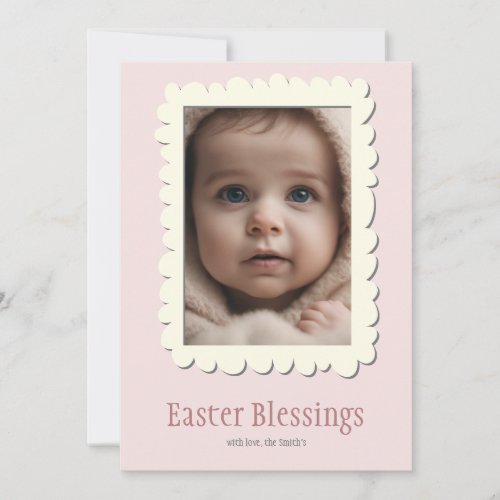 Minimalist Pastel Yellow Photo Easter Holiday Card