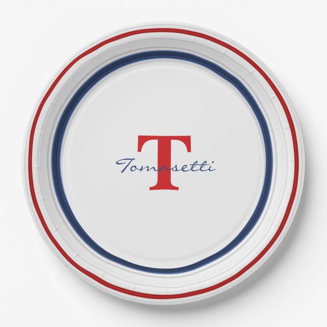 Minimalist Patriotic Red White and Blue Circles Paper Plates (Front)
