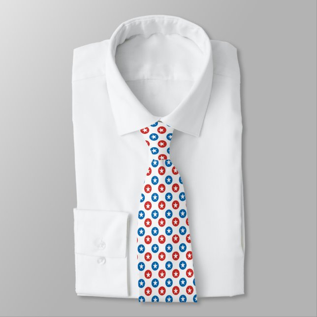 Minimalist Patriotic Stars Pattern  Neck Tie (Tied)