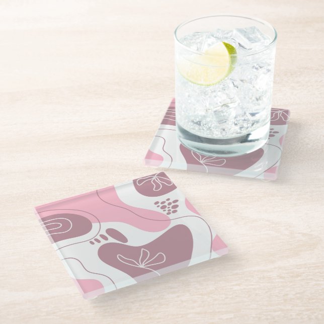 Minimalist Pattern Glass Coaster (Angled)