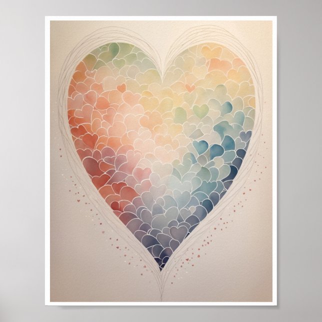 Minimalist pattern of interconnected hearts Poster (Front)