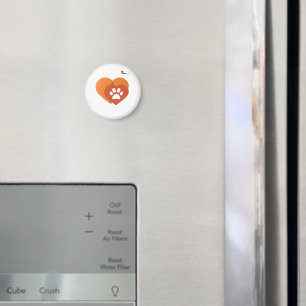 Minimalist Paw Print Heart Modern Fridge Magnet