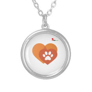 Minimalist Paw Print Heart Modern Silver Plated Necklace