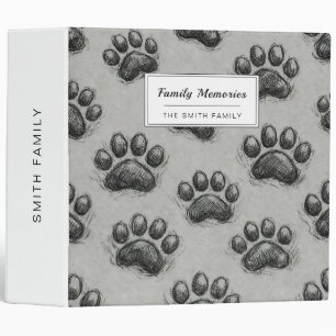 Minimalist Paw Print Sketch Pattern (1) 3 Ring Binder