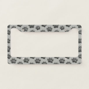 Minimalist Paw Print Sketch Pattern (1) License Plate Frame