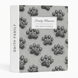 Minimalist Paw Print Sketch Pattern (1) Mini Binder