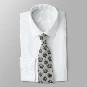 Minimalist Paw Print Sketch Pattern (1) Neck Tie