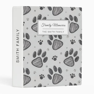 Minimalist Paw Print Sketch Pattern (2) Mini Binder