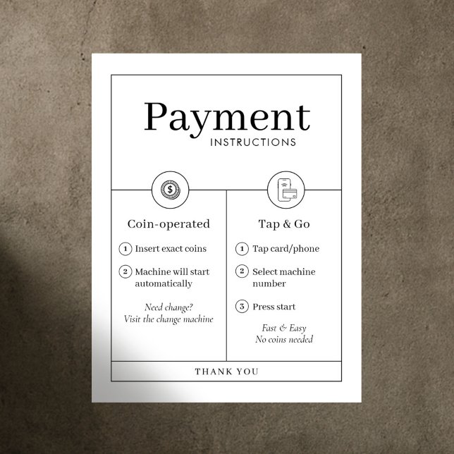 Minimalist Payment Instructions Poster Wall Sign (Creator Uploaded)