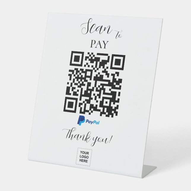 Minimalist Paypal payment QR code Pedestal Sign (Front)