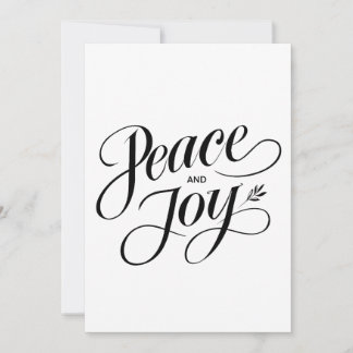 Minimalist Peace and Joy Modern Non-Denominational Holiday Card