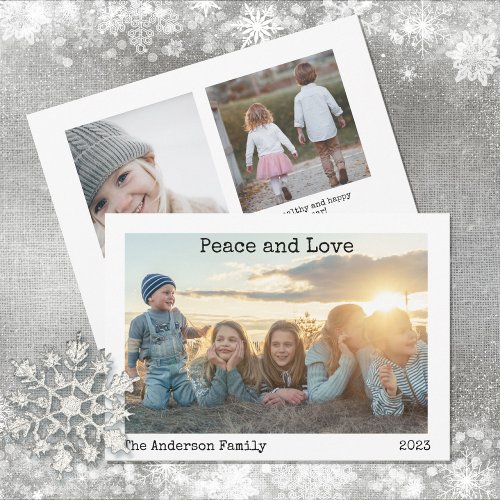 Minimalist Peace and Love 3 Photo Holiday