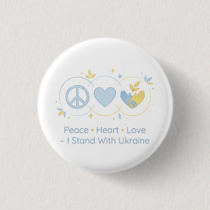 Minimalist Peace Heart Love Ukraine Support Design Button