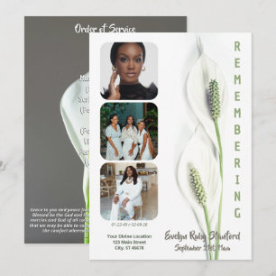 Minimalist Peace Lily Funeral Program