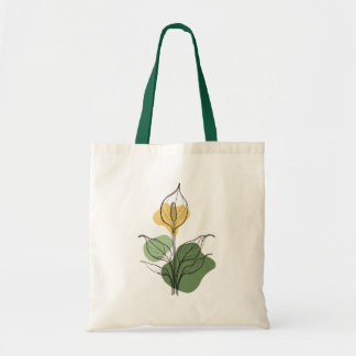 Minimalist Peace Lily Line Art Tote Bag