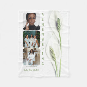 Minimalist Peace Lily Memorial Fleece Blanket