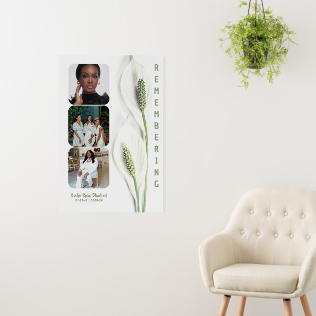 Minimalist Peace Lily Memorial Foam Board (In Situ (Wall))