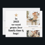 Minimalist Peace Love Family Hugs Multi Photo Holiday Card<br><div class="desc">Can be customized to suit your needs. © Gorjo Designs. Made for you via the Zazzle platform. // Note: photos used are placeholder images only. You will need to replace with your own photo before ordering/printing. If you need help with this please contact me. // Need help customizing your design?...</div>