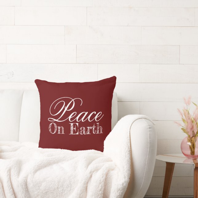 Minimalist Peace on Earth Holiday Decor Throw Pillow (Couch)