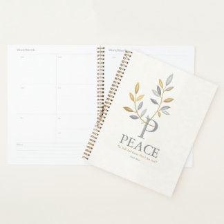 Minimalist "Peace" with Gold Foil Botanica design Planner