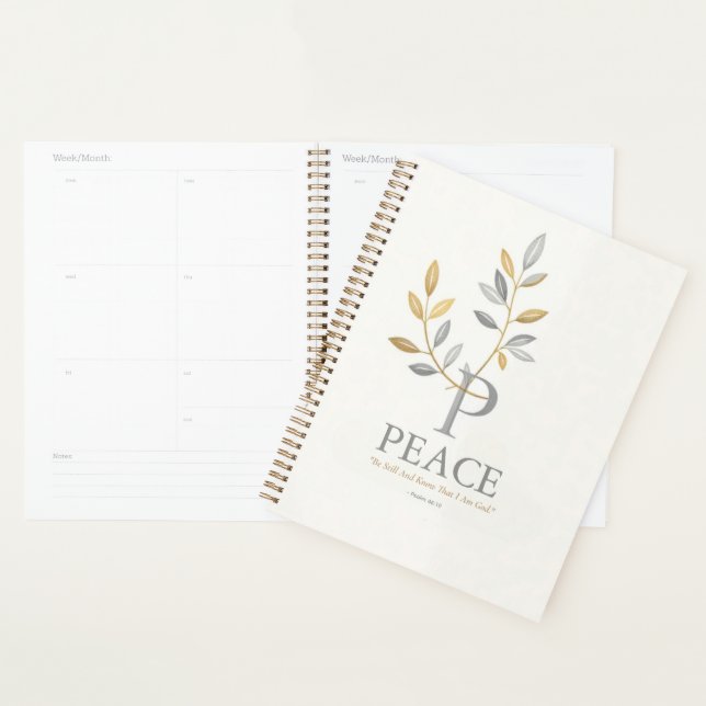 Minimalist "Peace" with Gold Foil Botanica design Planner (Display)