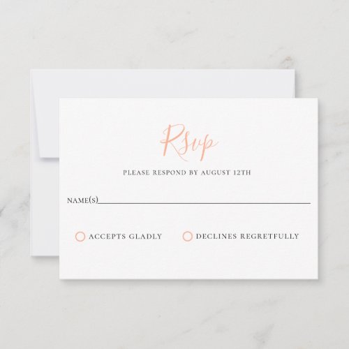 Minimalist Peach Bellini Wedding RSVP Card