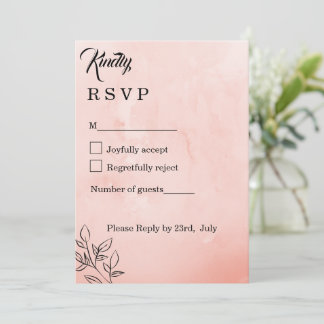 minimalist Peach Botanical RSVP Card 