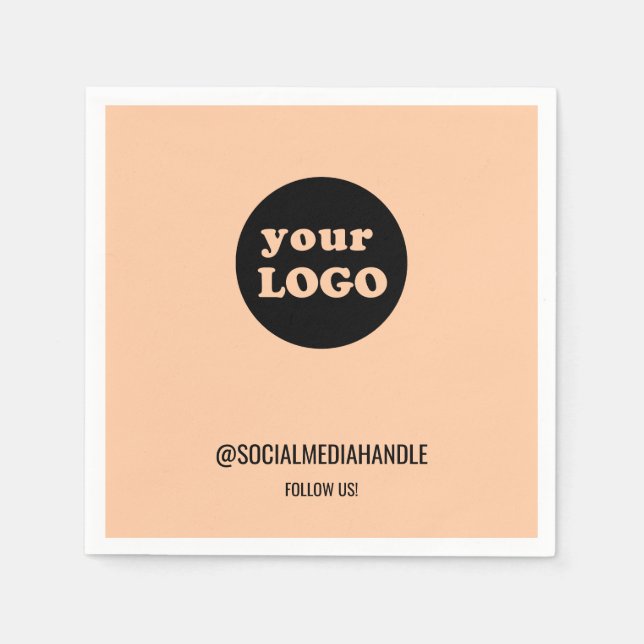 Minimalist Peach Custom Business Logo Napkins (Front)